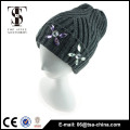 100% acrílico Alta qualidade personalizado chapéu de inverno beanie, pom-pom personalizado beanie com jóias